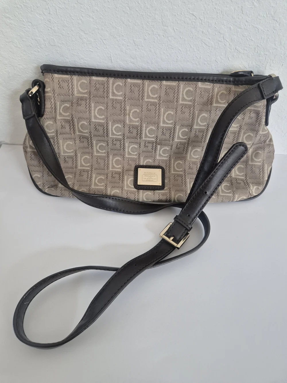 Classic Monogram Shoulder Bag in Beige and Black